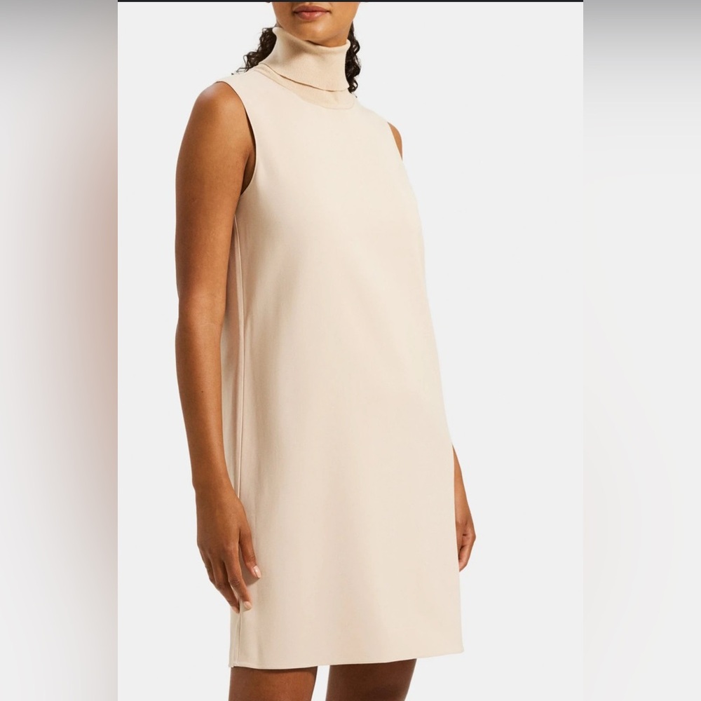 Drapey Viscose beige cream turtleneck casual dress size small